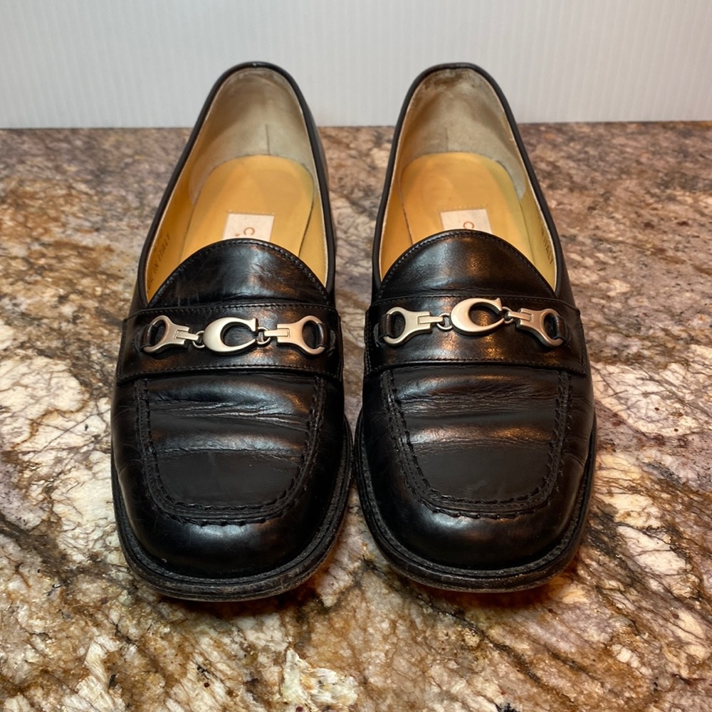 Coach Vintage BLK Leather loafer size 5B Made in Italy gently worn A+ condition